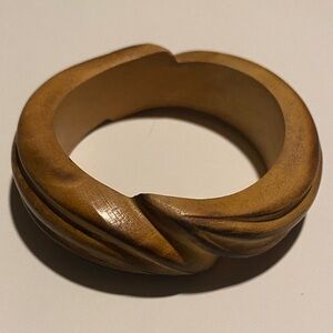 Vintage unique artisan Carved Brown bangle Bracelet